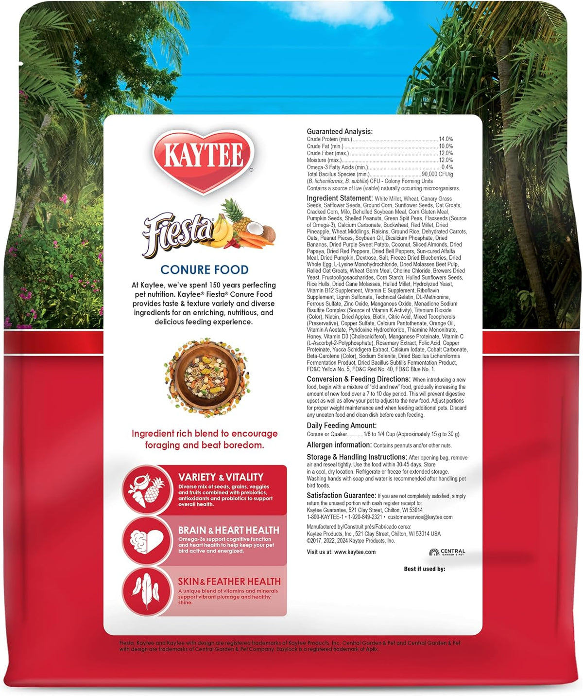 Kaytee Fiesta Conure Bird Food, Nutritious Fun Blend, 4.5 Pounds