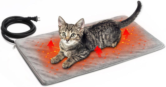 Texsens Cat Heating Pad - Heated Pet Bed Dog Mat with Chew Resistant Cord & Removable Soft Cover - Fits Outdoor Cat House (23.6" X 11.8")