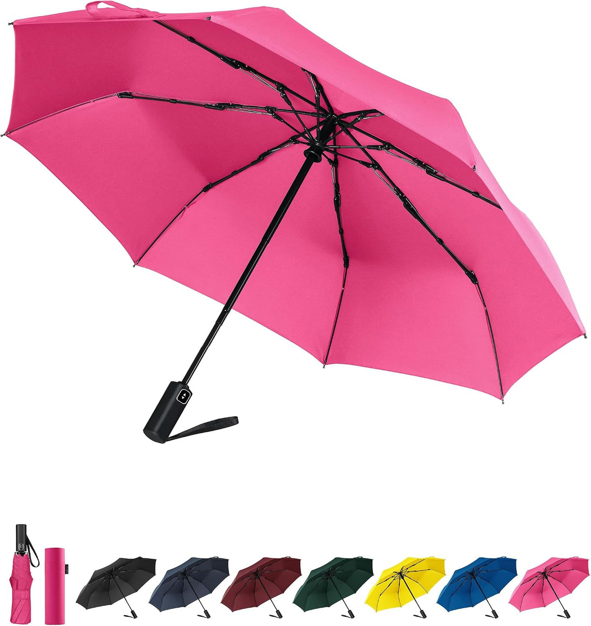 Compact Travel Umbrella, Windproof Auto Open & Close, Lightweight Design