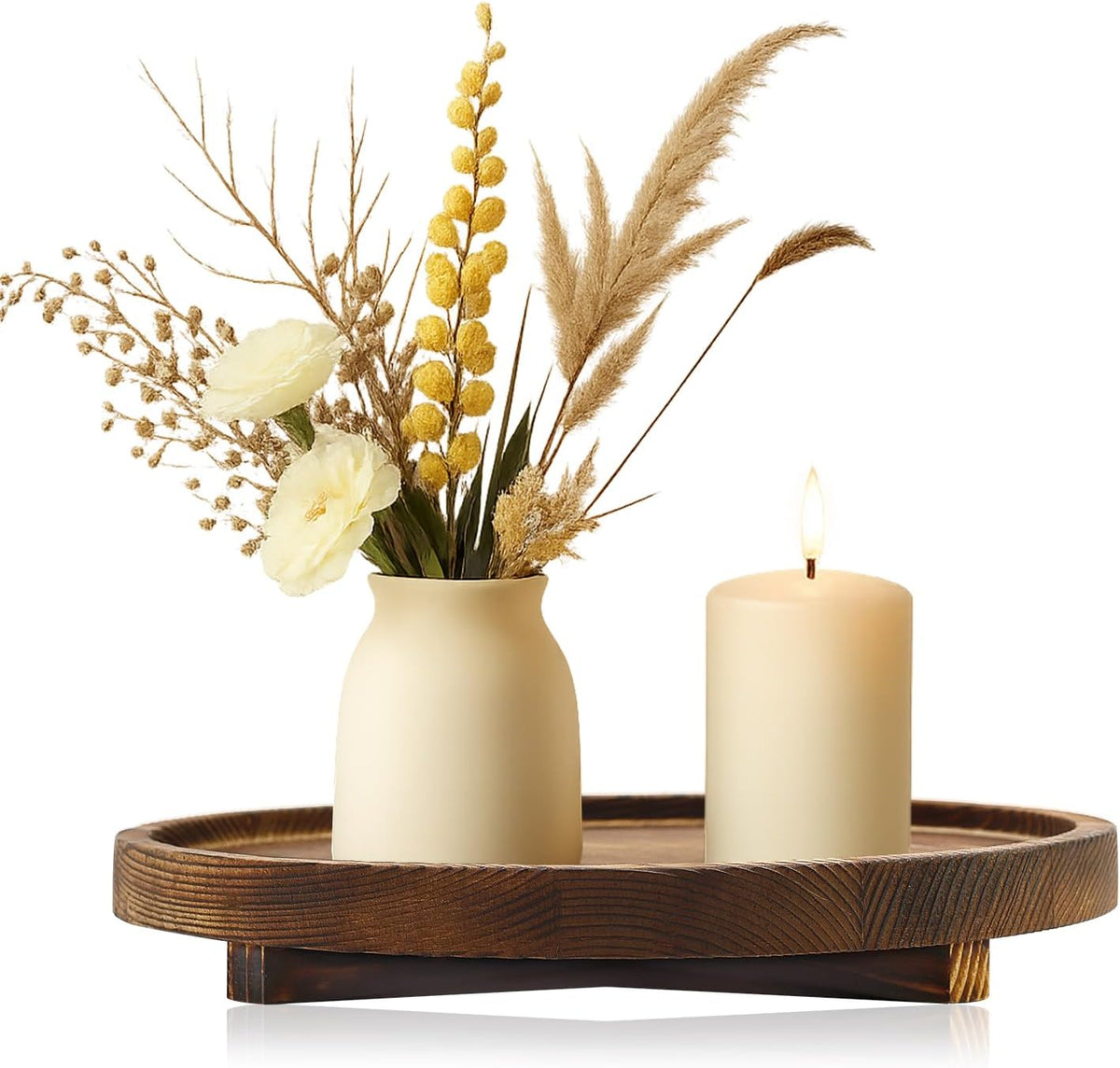 12“ Large round Wooden Tray for Bathroom Counter Kitchen Decor Lazy Susan