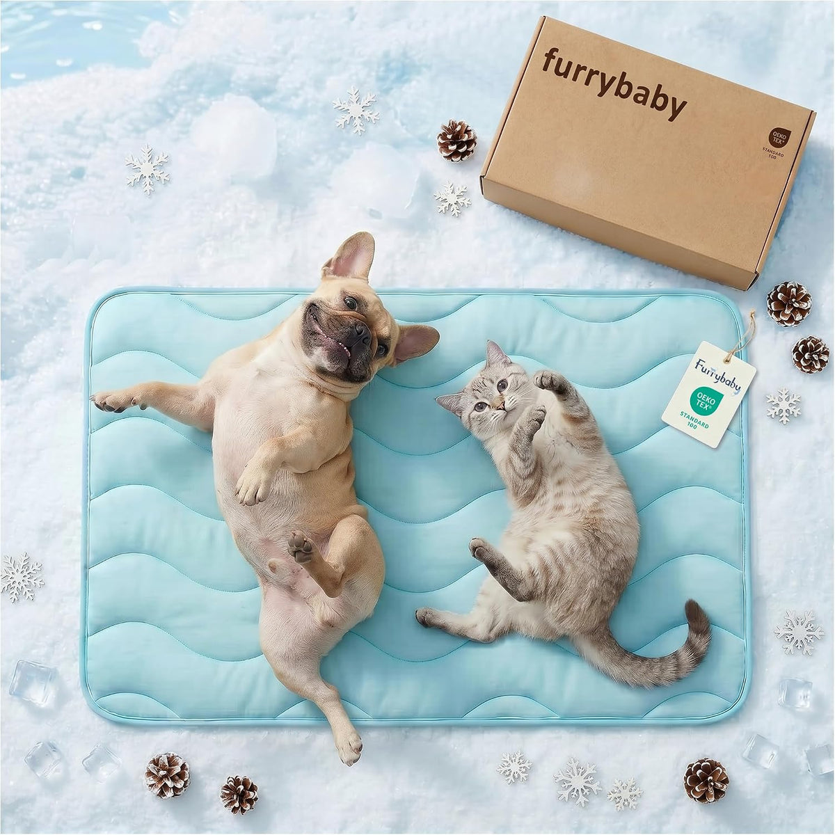 Furrybaby Dog Cooling Mat,Self Cooling Mat for Medium Dogs& Cats,Blue
