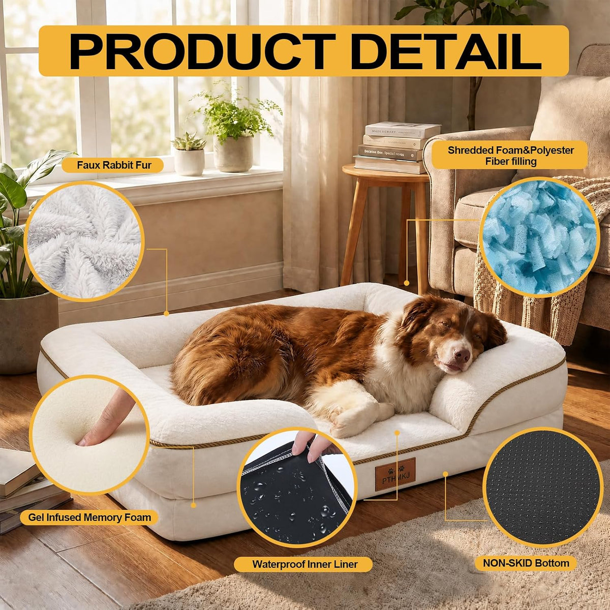 Orthopedic Dog Bed Medium Size Dog, Memory Foam Dog Bed Couch, 30" L