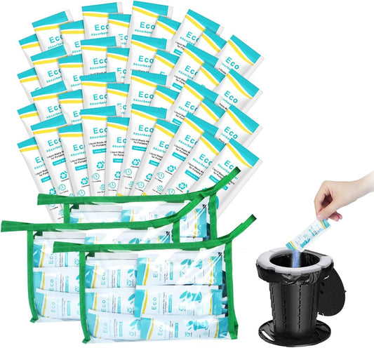 BLIKA Camping Toilet Bags Absorbent Gel Set, Portable Toilet Bags with Gel, 8 Gallon, 30 Liter, Heavy Duty 1 Mil, Toilet Replacement Bags with Toilet Powder for Camping Outdoor Hiking