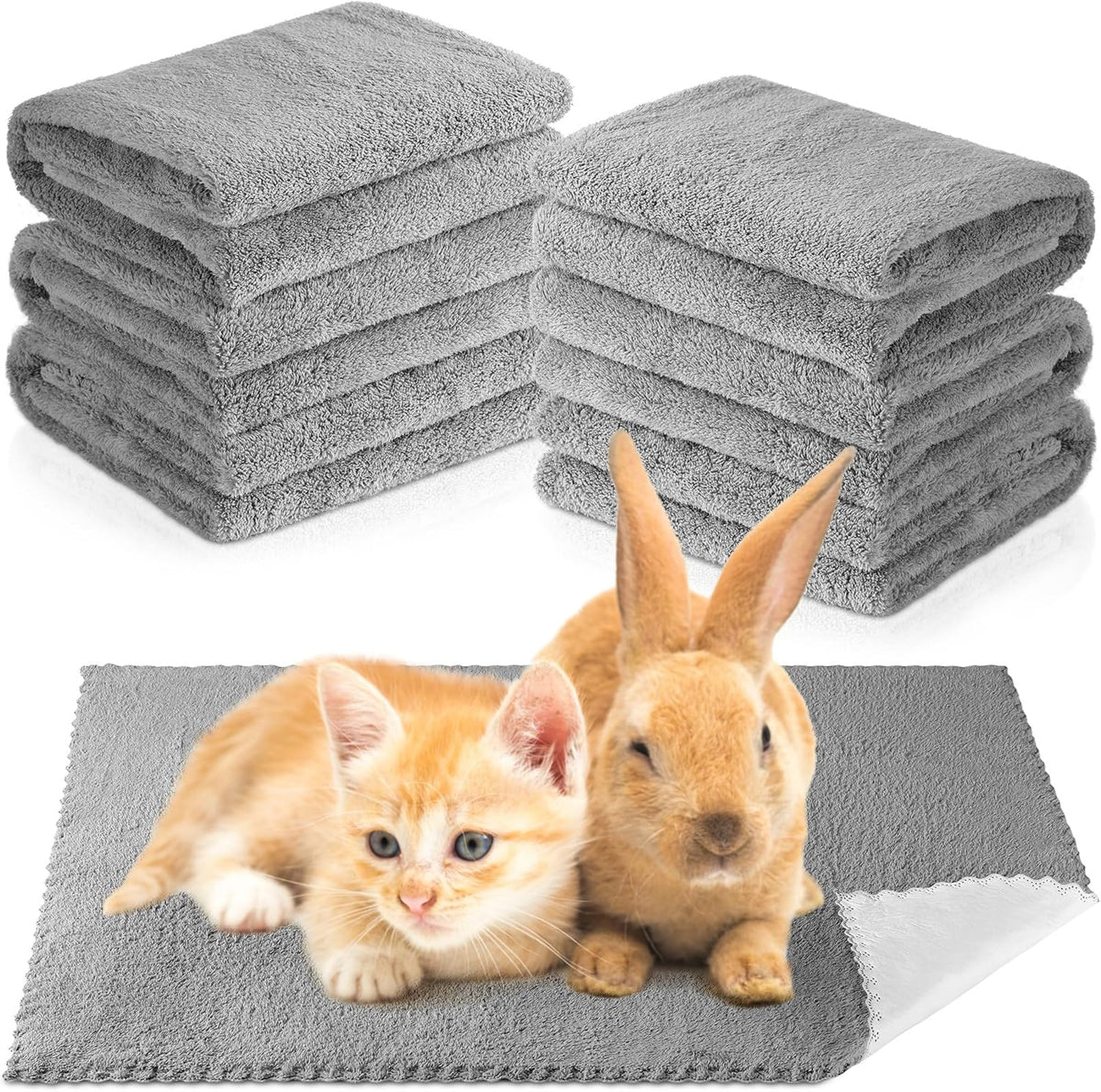 Thyle 12 Pcs Washable Pee Pads for Dogs Reusable Waterproof Training Puppy Pads Bulk Absorbent Pet Whelping Small Dog Mats for Crate Bed Sofa(Gray,13 X 18 Inch)