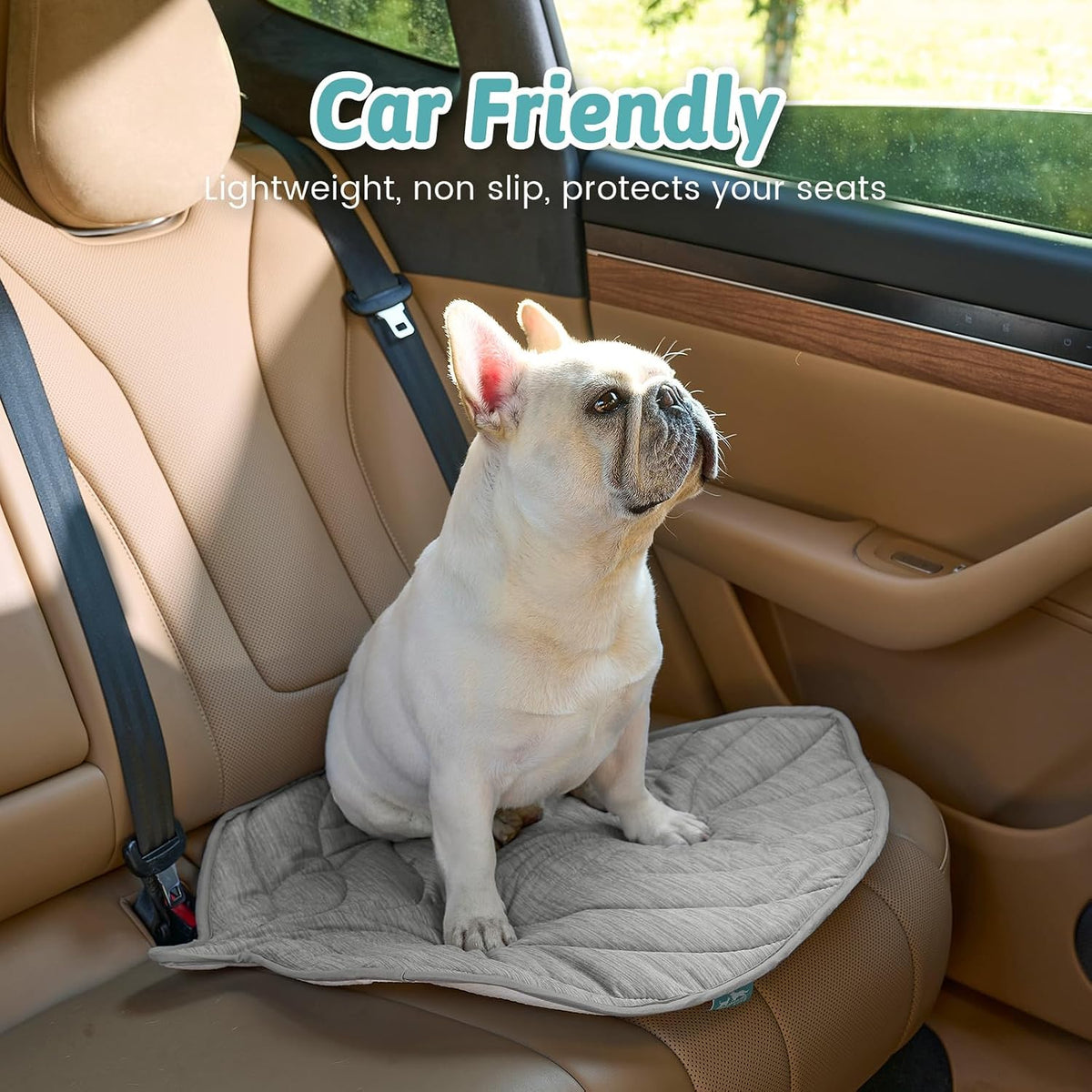 COZY KISS Dog Cooling Bed for Dogs or Cats, Leaf Shaped Pet Mat, 39X34 Inch