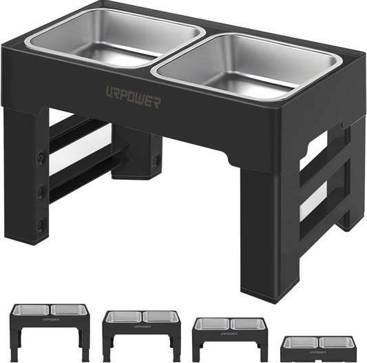 URPOWER Raised Dog Bowls 4 Height Adjustable Elevated Bowl Stand