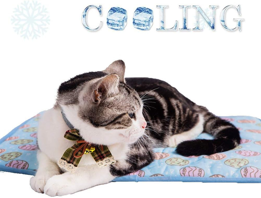 SEIS Self-Cooling Dog Mat,Ice Silk Cats Pad,Summer Pet Indoor Bed,Blue,M