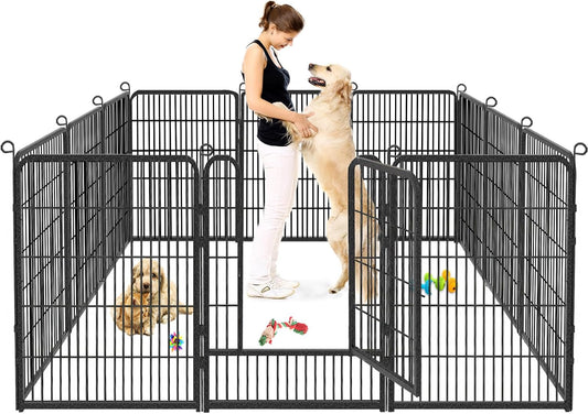 Dog Playpen, 32Inch 10 Panels Outdoor Dog Fence Indoor Dog Pen Anti-Rust Pet Puppy Pen Dog Exercise Pen with Lock for Medium Small Dogs, Portable Pet Fence for Yard RV Camping