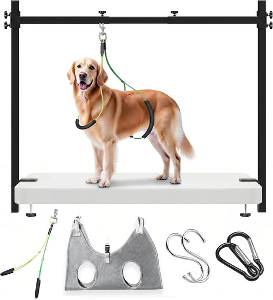 H Shape Dog Grooming Arm for Table, L Size Hammock, 42" H, 31-43" W