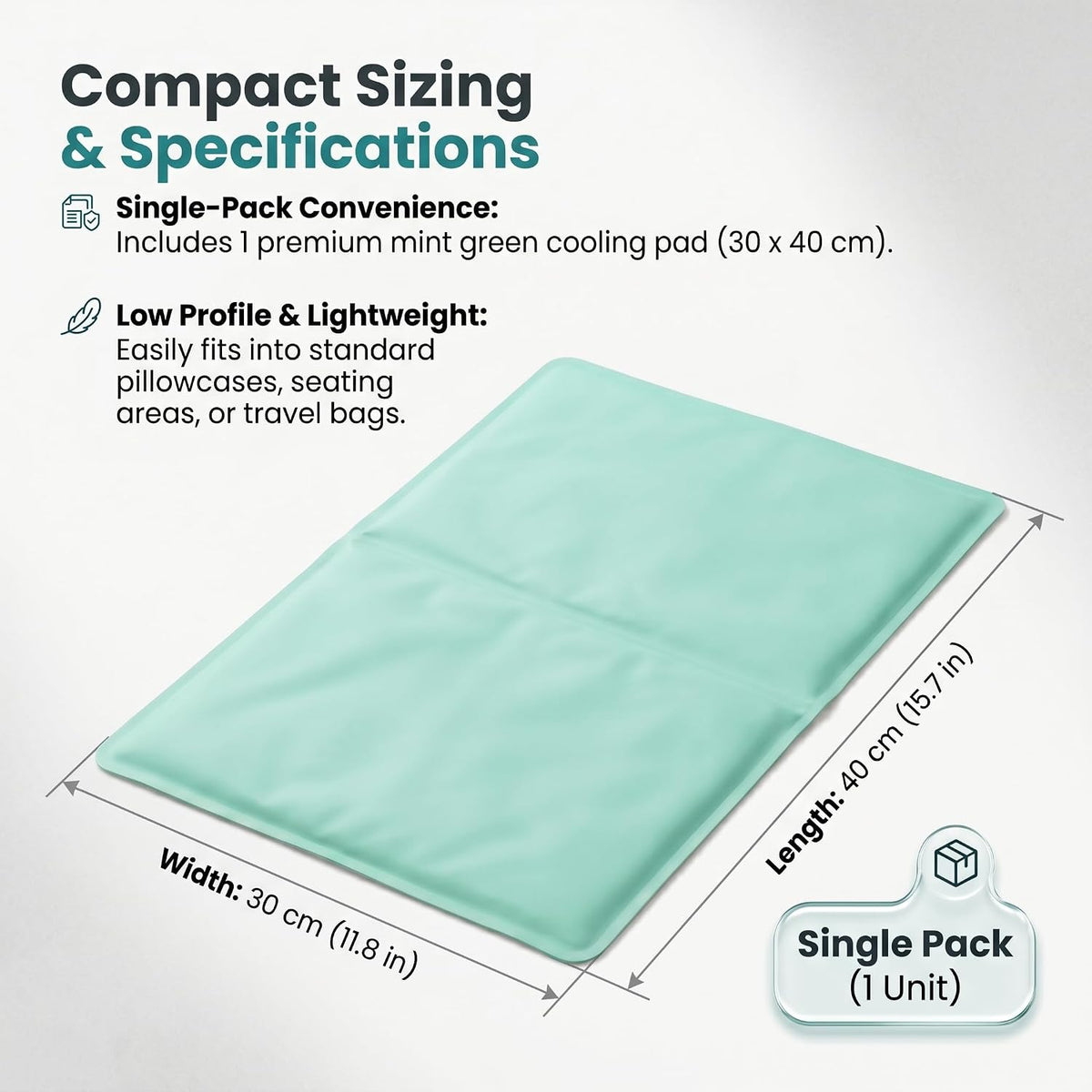 Cooling Gel Pad for Sleep - No Refrigeration Needed | Instant Relief for Hot Flashes, Night Sweats, Headaches & Muscle Pain | Dual-Sided Comfort Pillow Cooler for Adults, Kids & Pets (1, Mint Green)