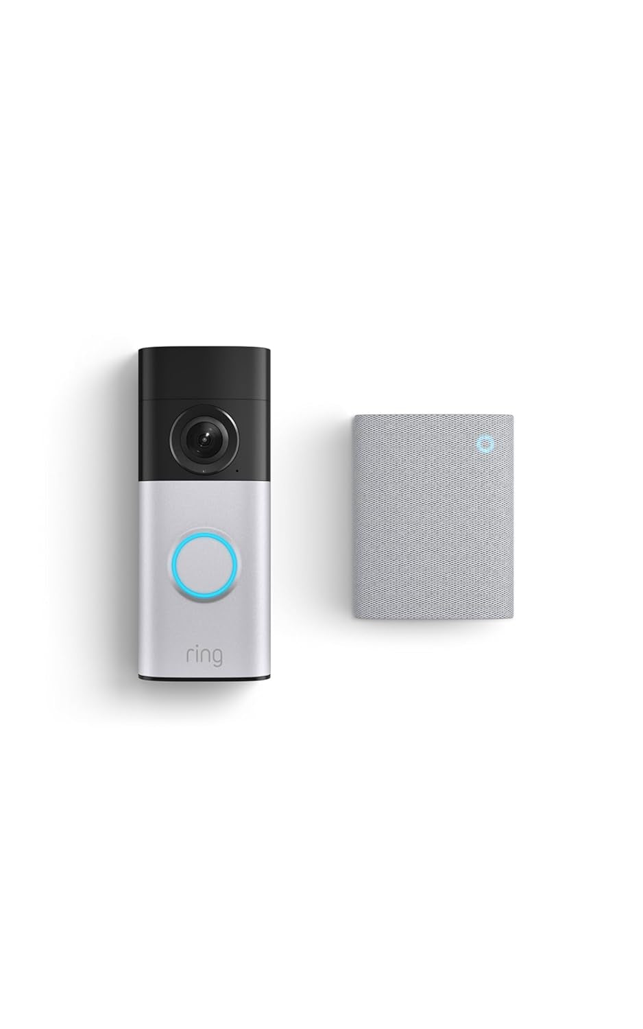 Ring Wired Doorbell plus (Newest Model), Nickel Silver with Chime (Newest Model), White