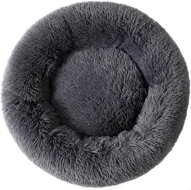 Donut Cat Bed, Calming Dog Beds for Small Dogs & Indoor Cats, Dark Dray