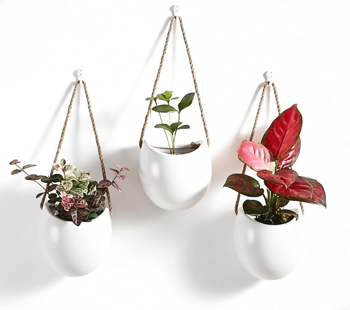 4 to 5 Inch Ceramic Planters Wall Hanging Vases Decor - Set of 3