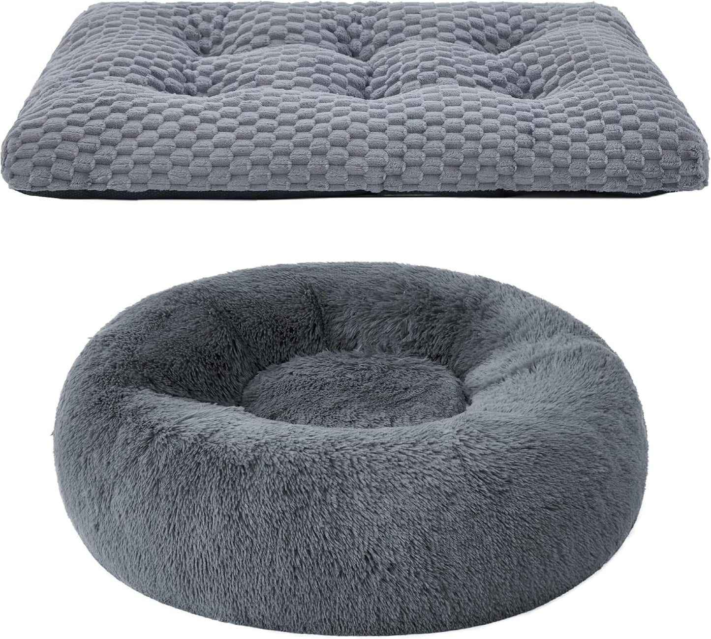 Bedsure Calming Dog Bed for Medium Dogs, Donut Pet Bed | Washable Dog Bed for Crate, Soft Fluffy Bubble Fleece Pet Bed