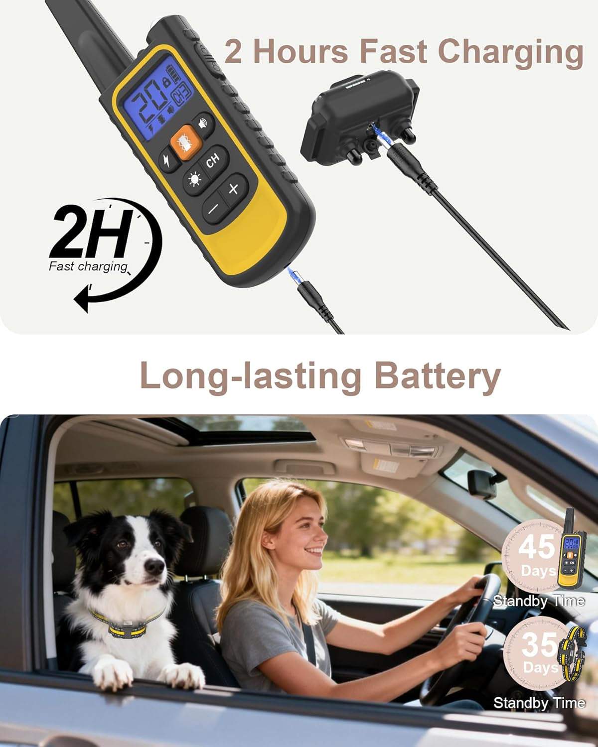 Dog Shock Collar with Remote Control for Small Medium Large Dogs, 3300FT Waterproof Rechargeable Dog Training Collar with 20 Adjustable Shock & Vibration Levels, Beep, LED Light & Safety Lock