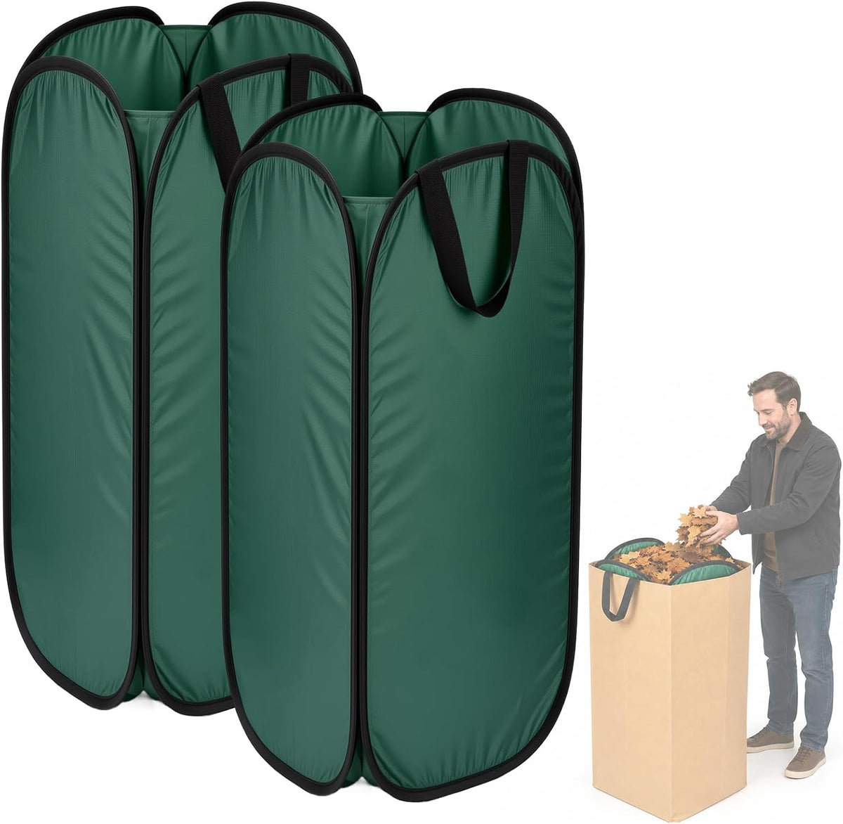 2-Pack Pop-Up Leaf Bag Holders for 30-Gallon Paper Lawn and Leaf Bags