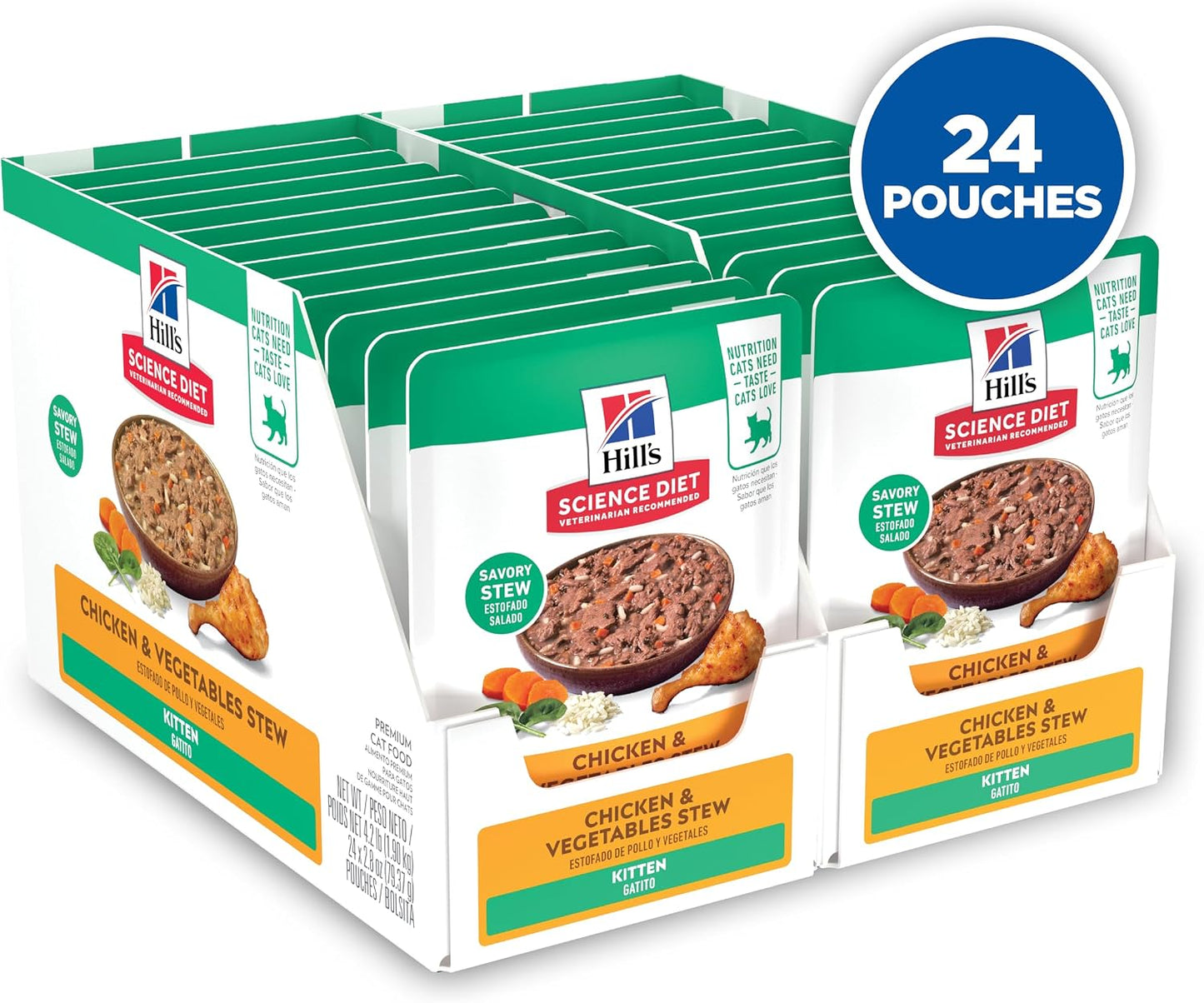 Hill'S Science Diet Kitten Wet Cat Food, Chicken & Vegetables Stew, 2.8 Oz. Pouches, 24-Pack