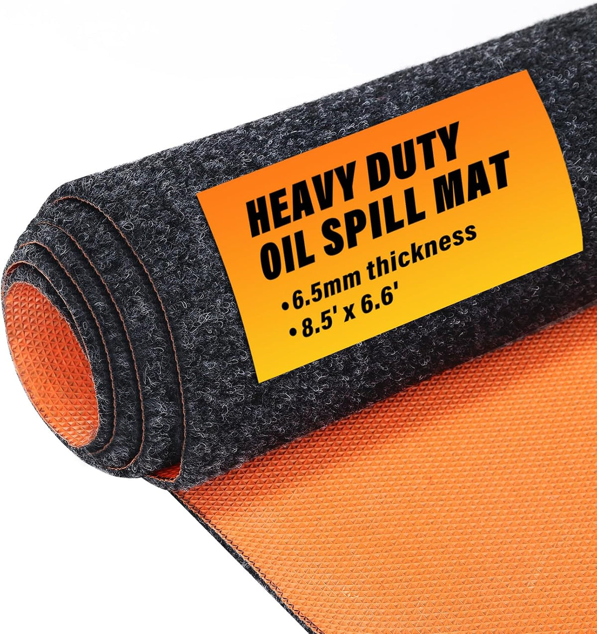 8.5 X 6.6 Ft Heavy Duty Oil Spill Mat, Garage Floor Mat for under Car, 1/4Inch Thicked Waterproof Rubber Backing Mat Protect Floor, Reusable Oil Drip Leak Absorbent Pads (Black)
