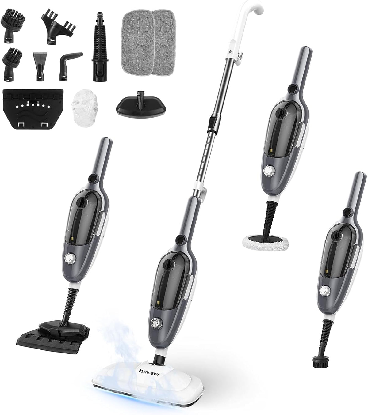 Steam Mop 11-In-1 Handheld Detachable Adjustable Steam Cleaner, Gray