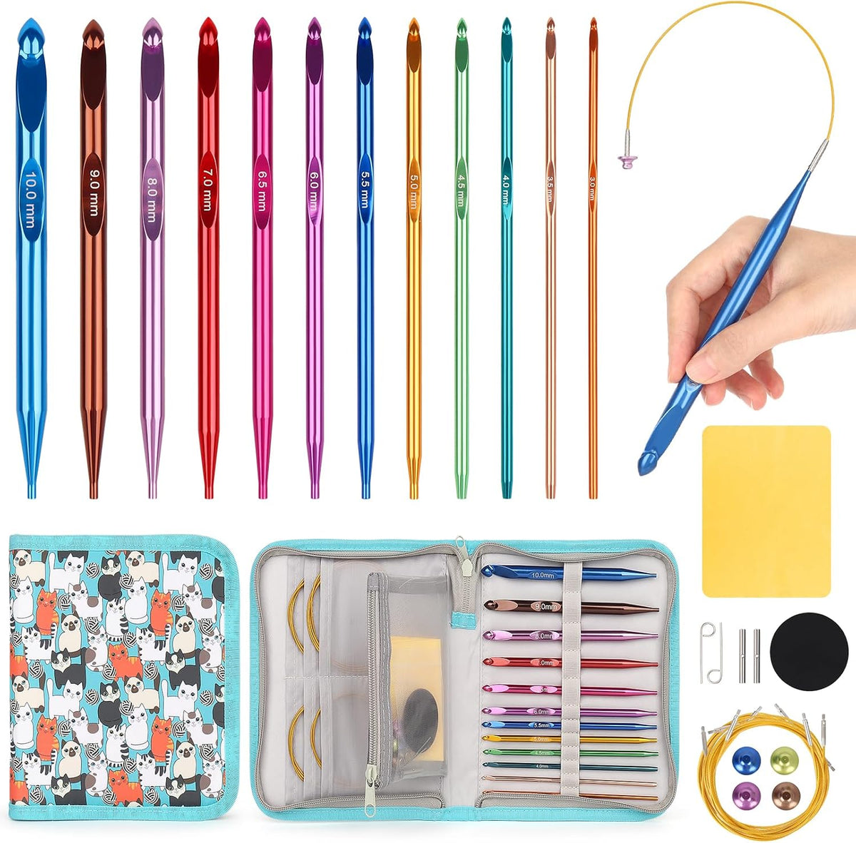 Aeelike Interchangeable Tunisian Crochet Hooks, Smooth & Ergonomic, Color C