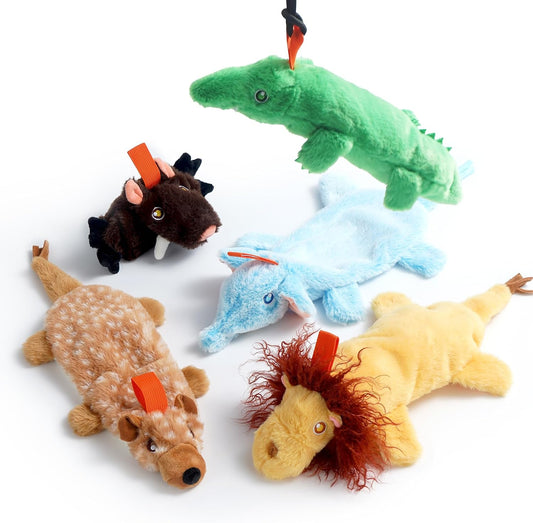 Nocciola Dog Flirt Pole Replacement Toys 5 Pack Squeaky Plush Toys - No Stuffing Crinkle Dog Toy Teaser Wand Refill Pack