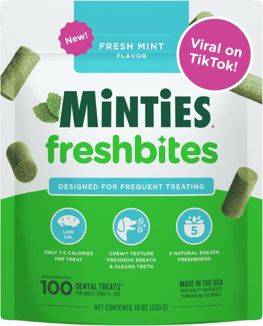 Minties Freshbites Low-Calorie Dental Chews for Dogs, 100 Count
