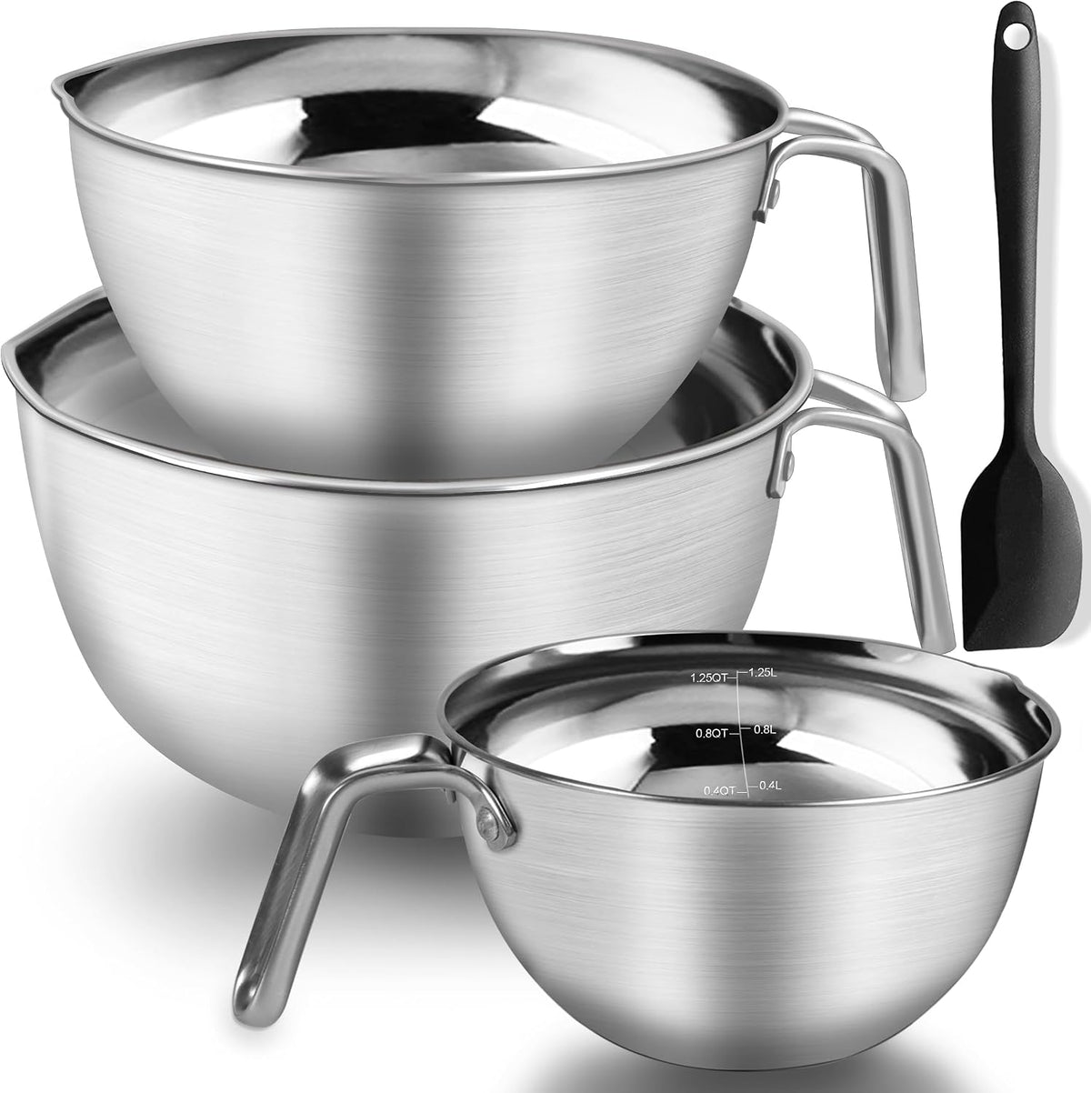 3PCS Stainless Steel Mixing Bowls ,Nesting Bowls with Silicone Spatula