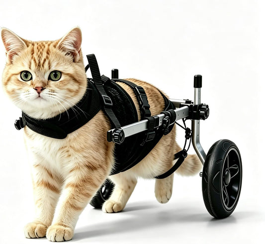 Cat Wheelchair for Back Legs, Adjustable 2 Wheels Pet Wheelchair Lightweight Vest Design, Folding Mobility Aid for Hind Legs of Aging, Injured, Disabled Cats, Kittens, Small Dogs, Rabbits (L)
