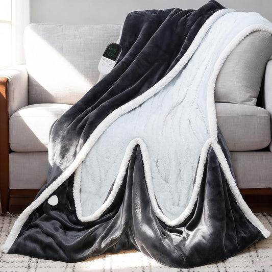 Apipi Warm Heated Blanket with Foot Pocket, Grandpa Grandma Gifts, 51"X63"