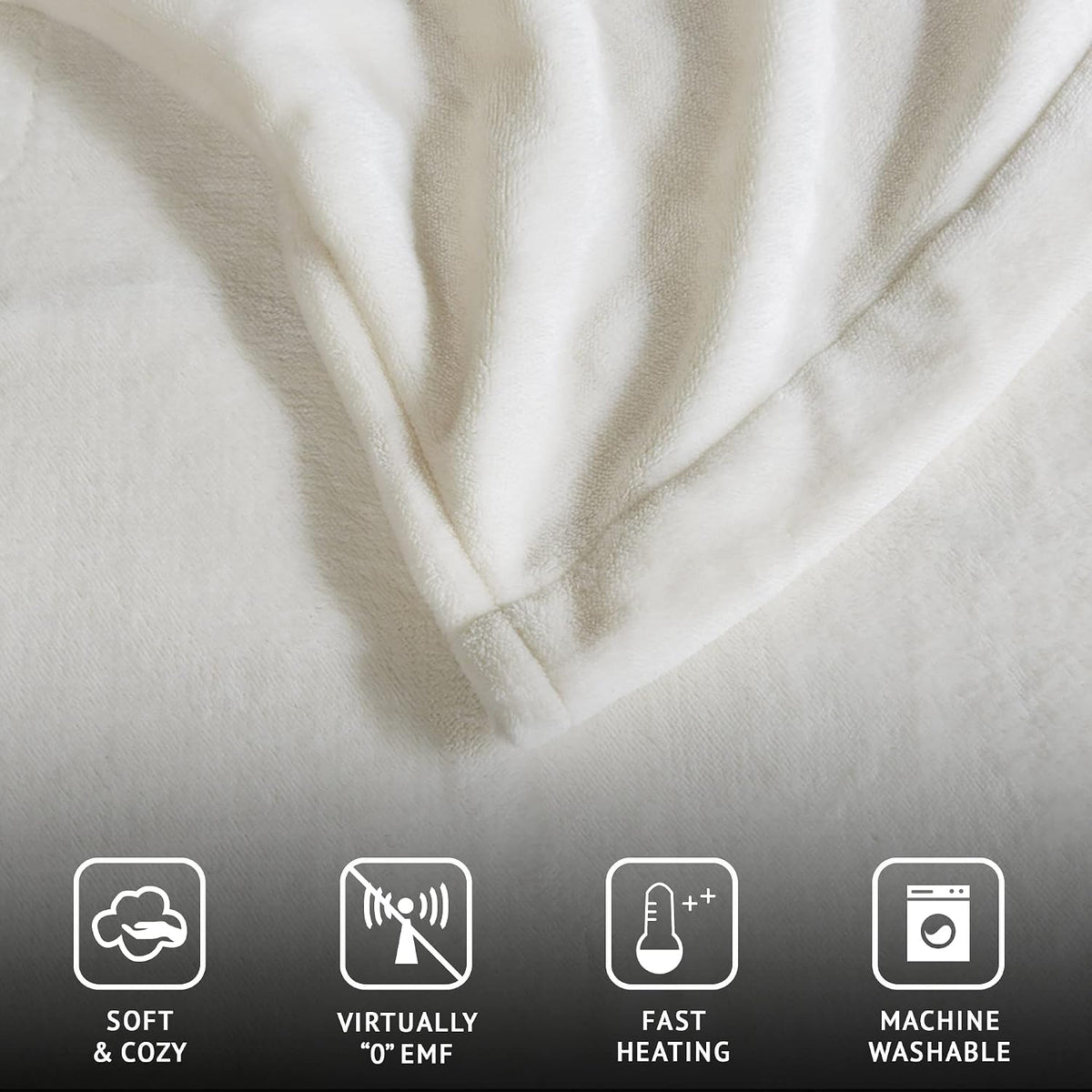 Beautyrest Heated Blanket Queen Size, Fast Heating Electric Blanket, Ivory