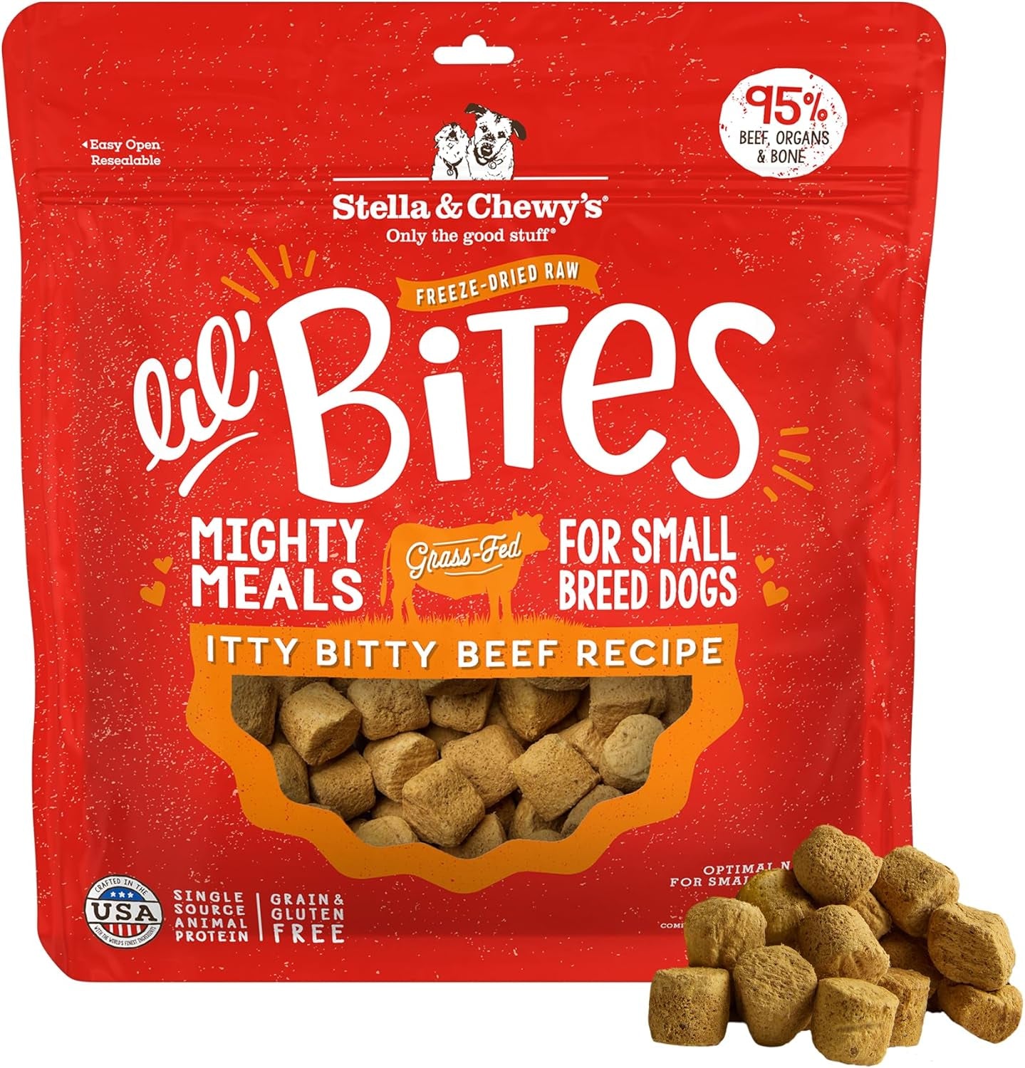 Stella & Chewy'S Freeze-Dried Raw Lil' Bites Itty Bitty Beef Recipe Small Breed Dog Food, 7 Oz. Bag (Beef)