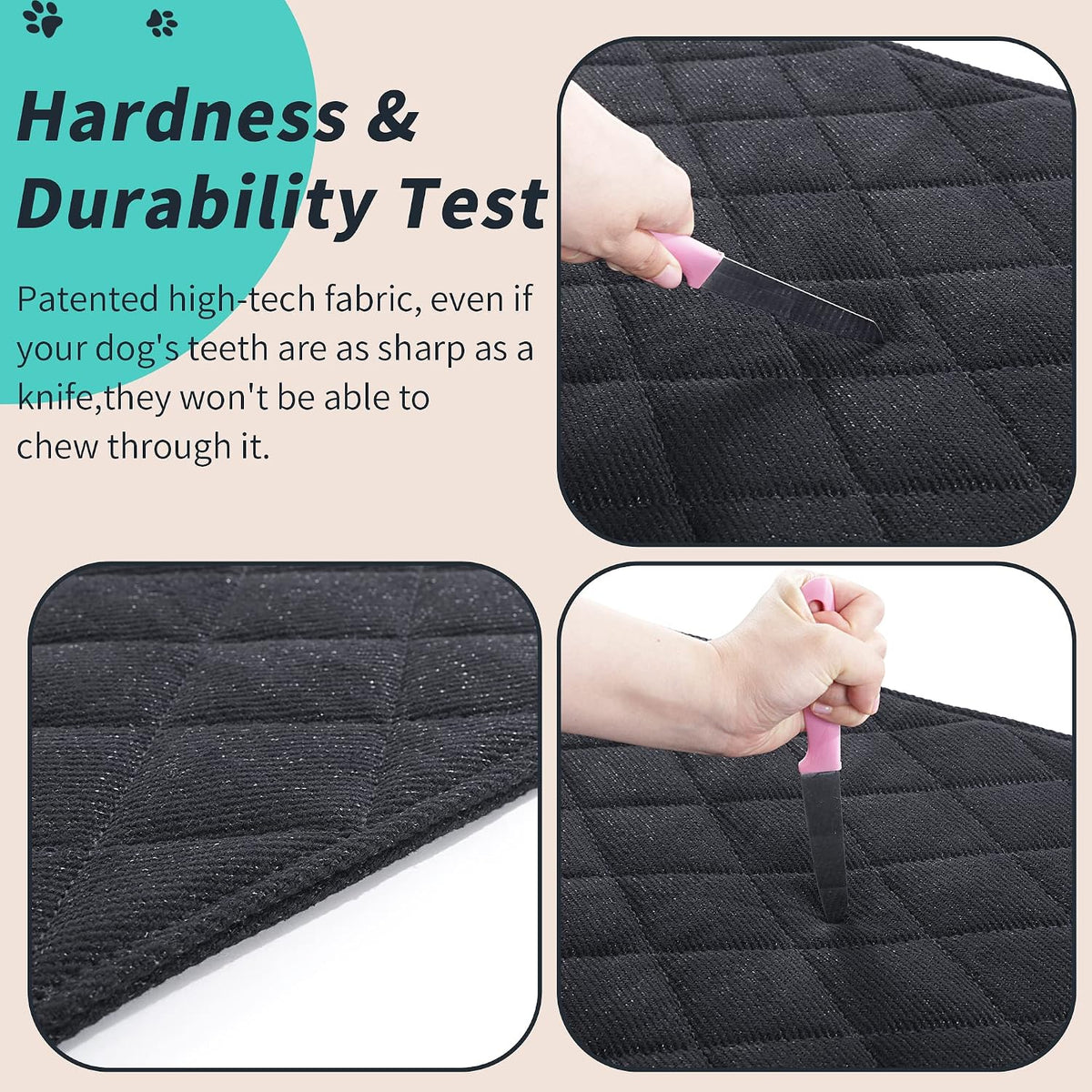 MABOZOO Indestructible Dog Bed - Chew Proof Crate Pad, Machine Washable Quilted Mat for Aggressive Chewers, Durable for Medium Dogs, Black Kennel Pad (22X35 In)