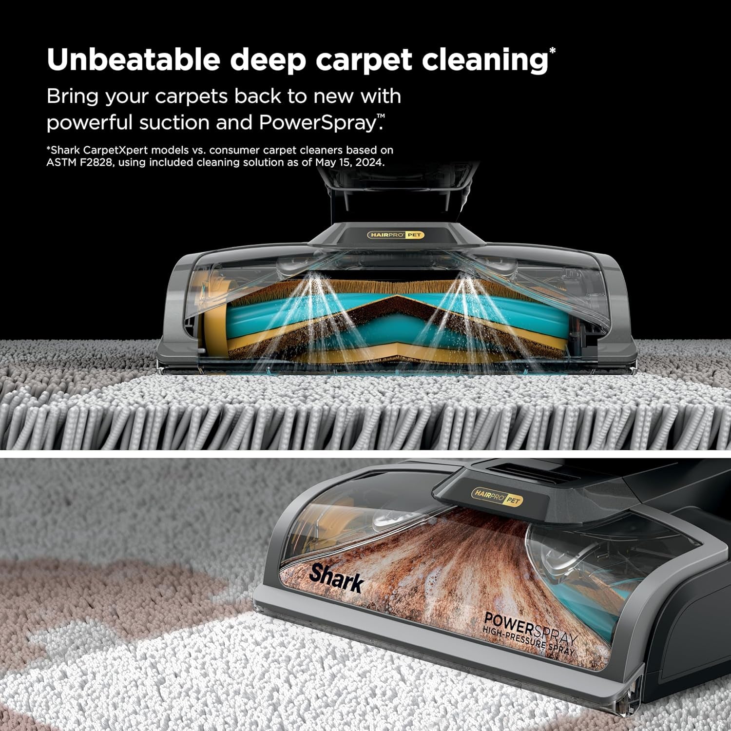 Shark Carpetxpert Hairpro | Upright Carpet, Area Rug & Upholstery Cleaner | Stainstriker Handheld Tough Stain Remover & Onboard Self Clean | Pet Hair Pickup & Odor Removal | 5 Tools | Navy | EX304
