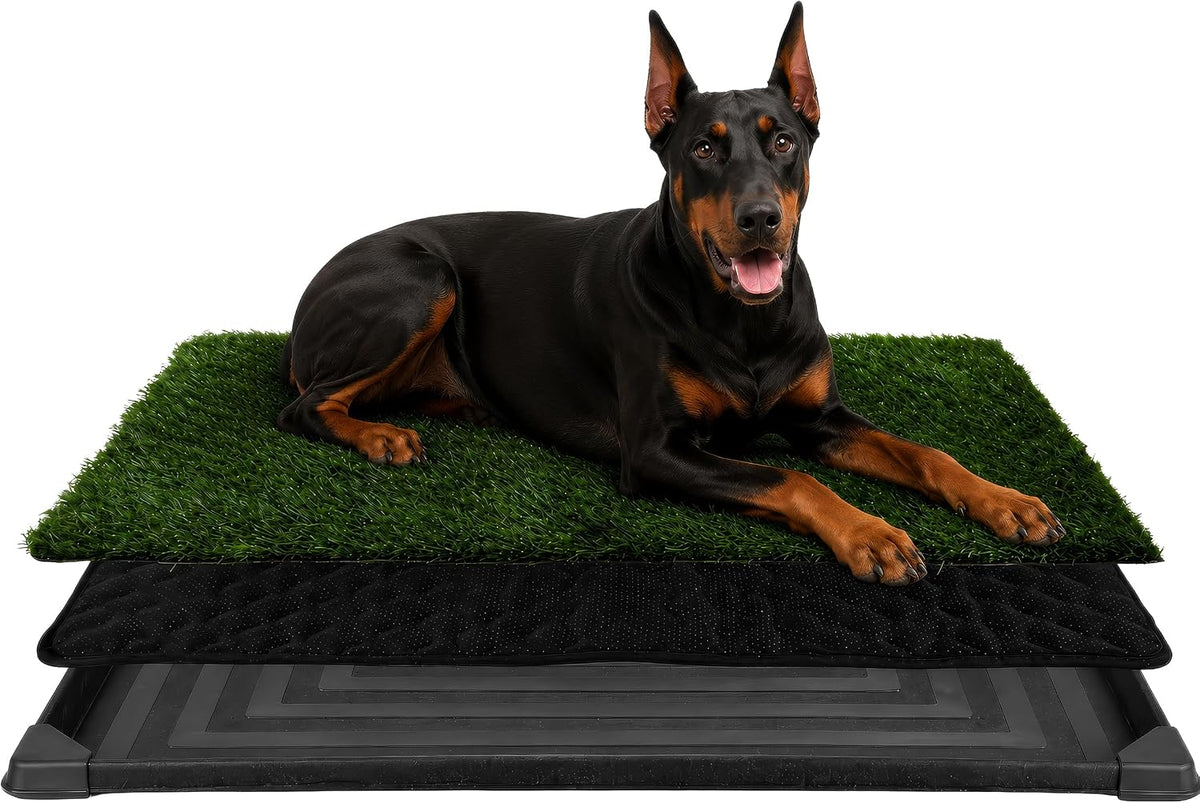 PETMAKER Reusable 3-Layer Large Dog Grass Pad with Tray, 46.75” X 28.25”