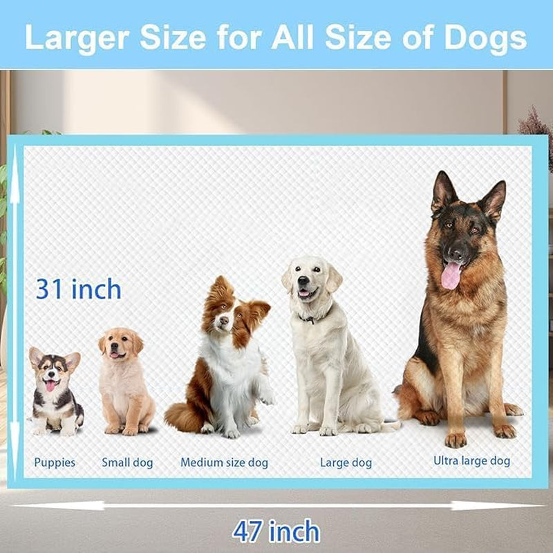 XXXXL Puppy Pee Pads for Dogs 31"X47" 40 Count, Extra Large Dog Pee Pads, Leak-Proof & Super Absorbent Dog Pee Pads, Thicken Disposable Potty Pads Puppy Training Pads for Cats Rabbits