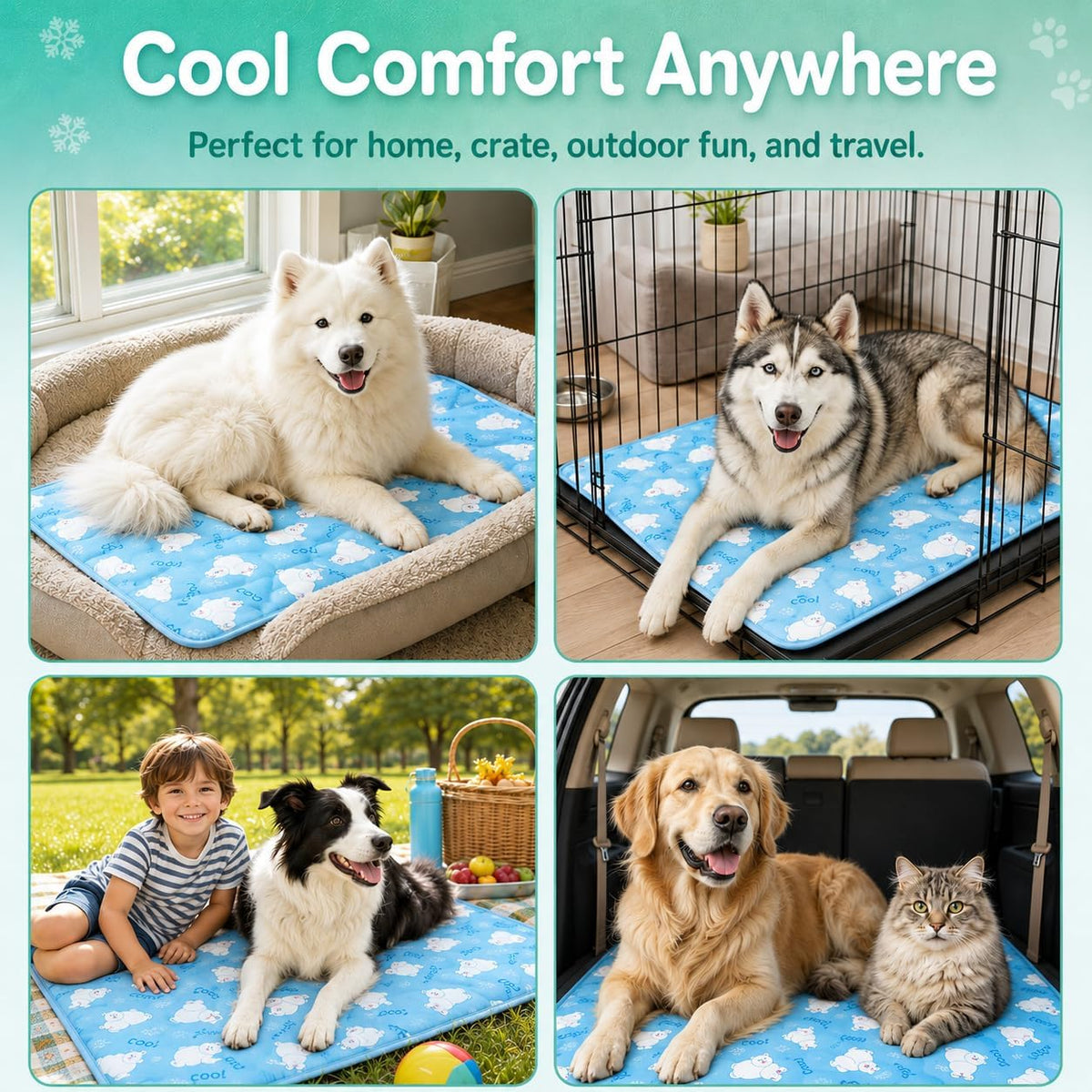 Dog Cooling Mat Gel for Indoor & Outdoor, Waterproof Non-Toxic Cooling Pad