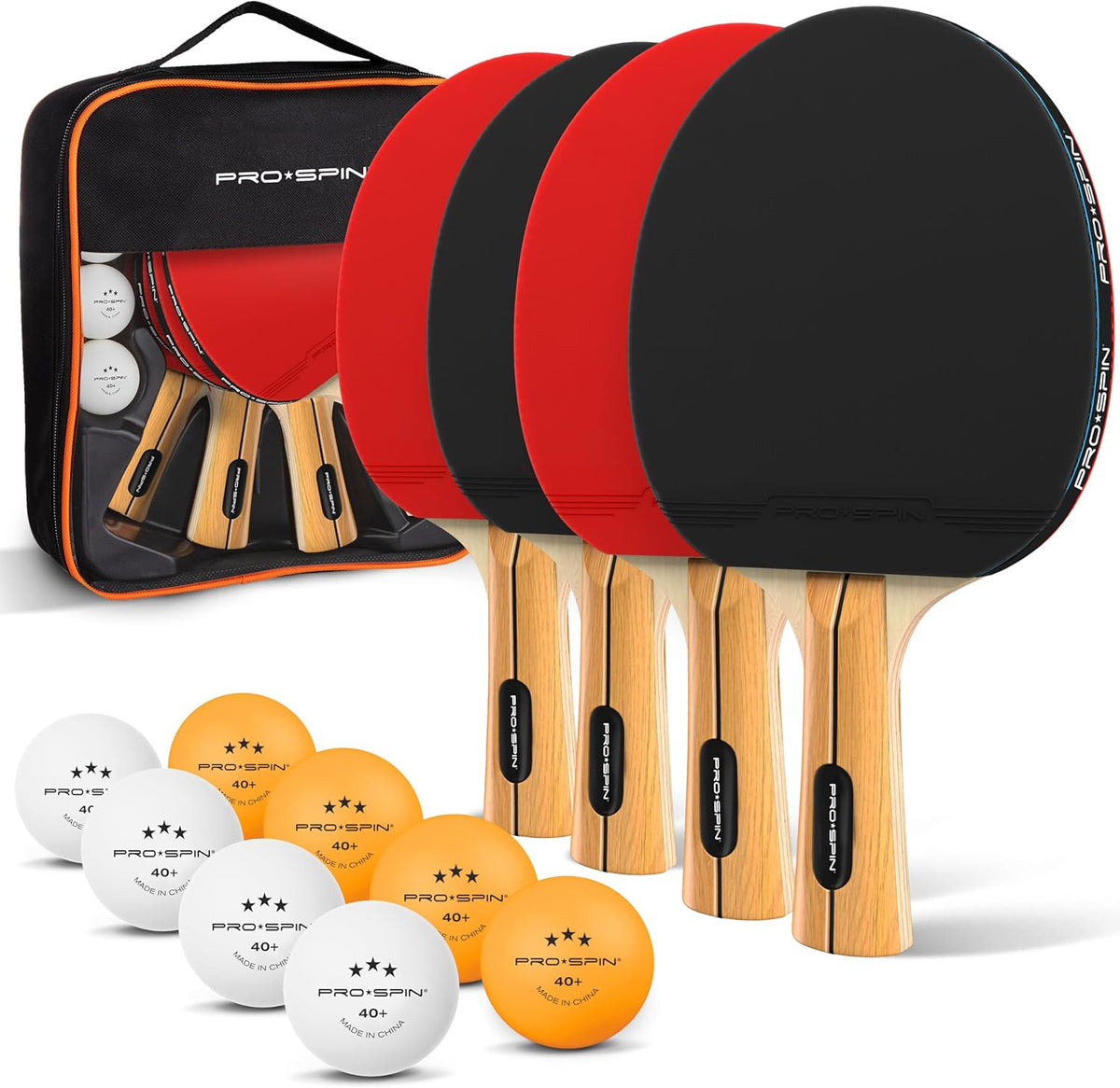 PRO-SPIN Ping Pong Paddles - High-Performance Set with Premium Table Tennis Rackets, 3-Star Ping Pong Balls, Compact Storage Case | Professional Quality Ping Pong Paddle Set