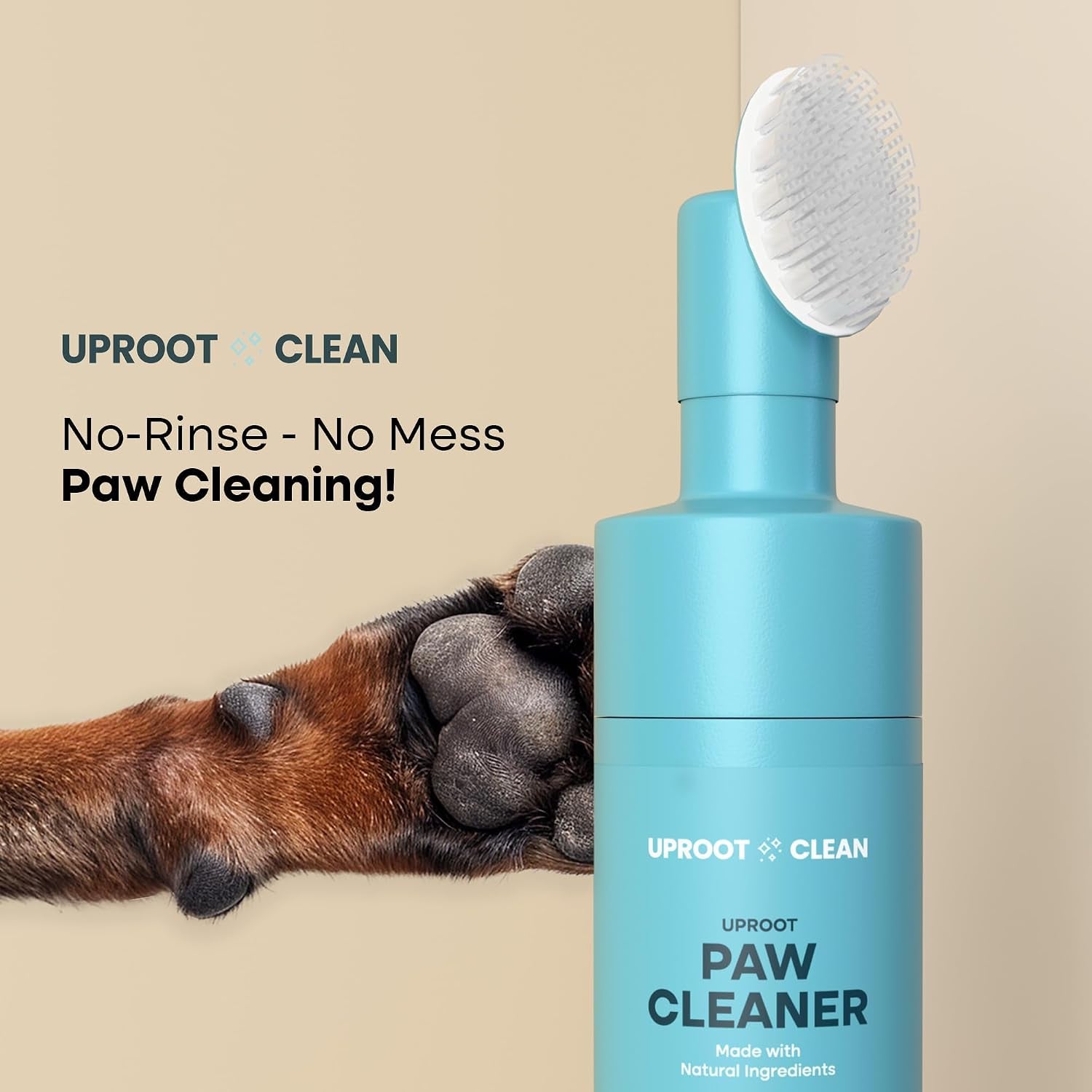Uproot Clean Dog Paw Cleaner - No-Rinse Paw Cleaner for Dogs - Easy Dog Foot Washer with Bristle Brush - Fragrance-Free Foot Scrubber for Home and On-The-Go - Hypoallergenic & Safe All Dogs