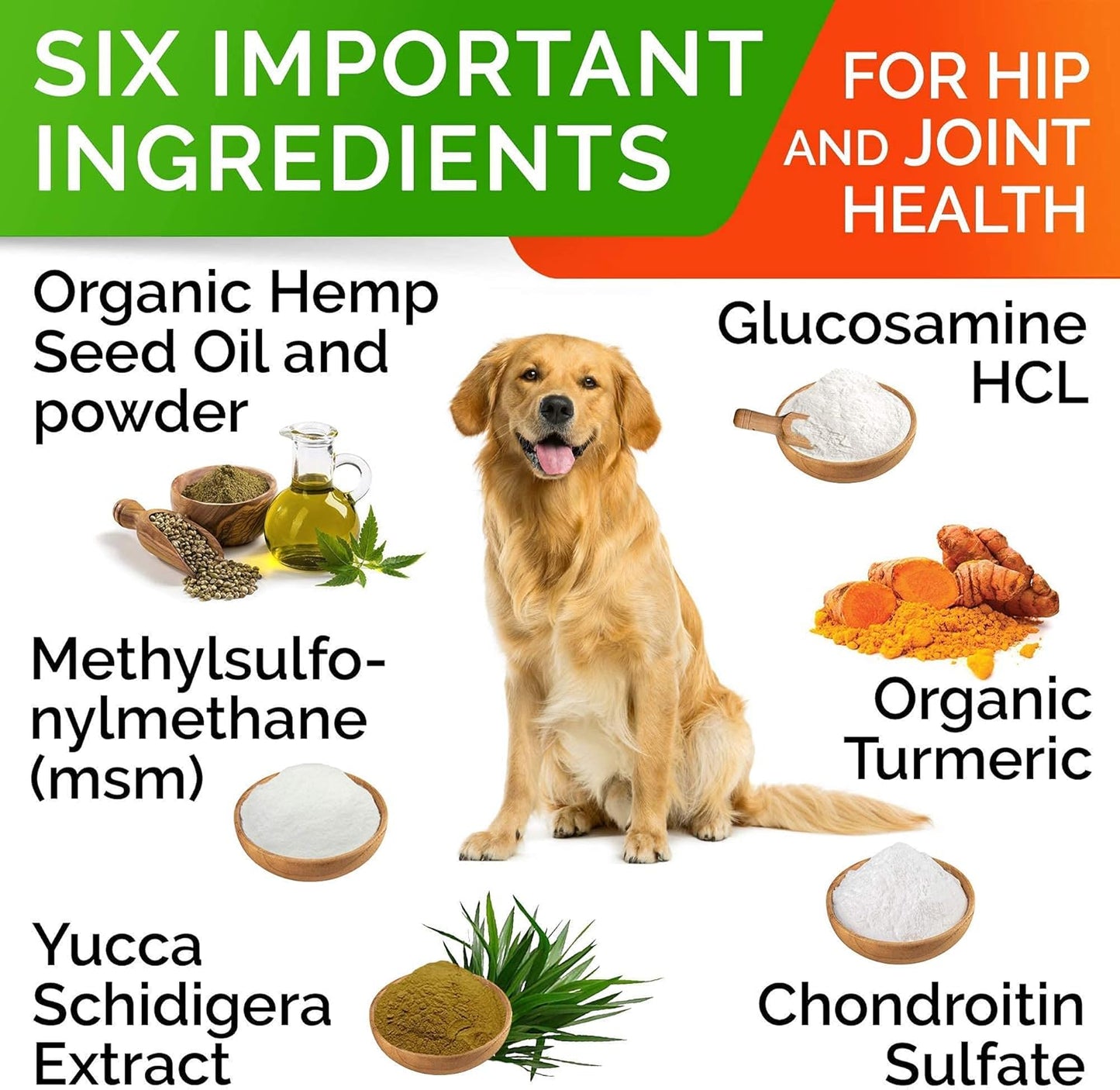 Hemp Chews for Dogs - Glucosamine Chondroitin for Dogs Joint Pain Relief with Hemp Oil, Hip & Joint Supplement Dogs, MSM Turmeric for Dogs Mobility, Dog Joint Supplement, Hemp Dog Treats Joints Health