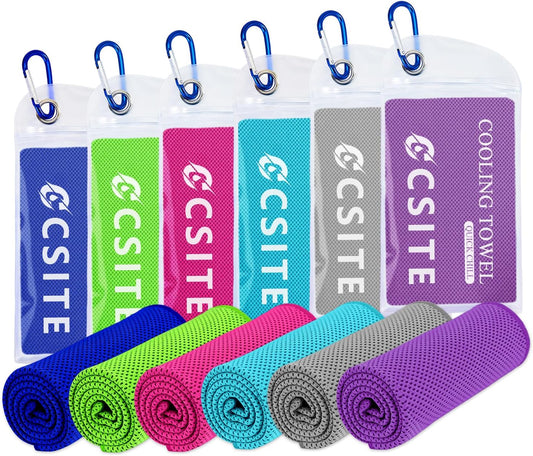 CSITE 6 Pack Cooling Towels (47"X12") for Neck and Face, Ice Towel for Hot Weather, Soft Breathable Chilly Gym Towels, Microfiber Towel for Work Out, Yoga, Running, Camping & More Activities