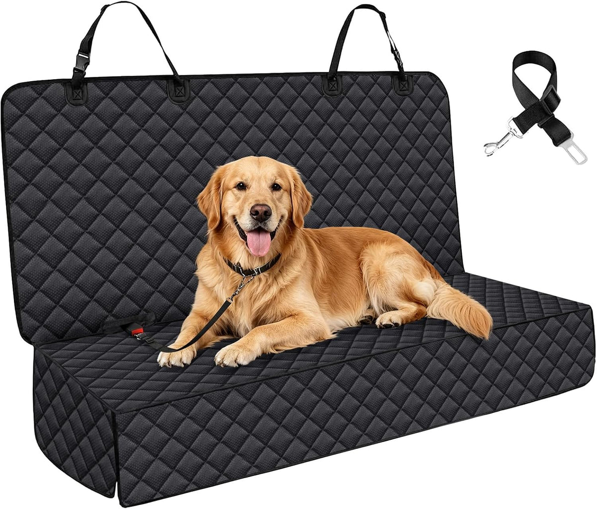 Dog Car Seat Covers for Back Seat Waterproof Bench Seat Cover Protector Nonslip Durable Soft Pet Back Seat Covers for Car, Truck, & SUV (Black)