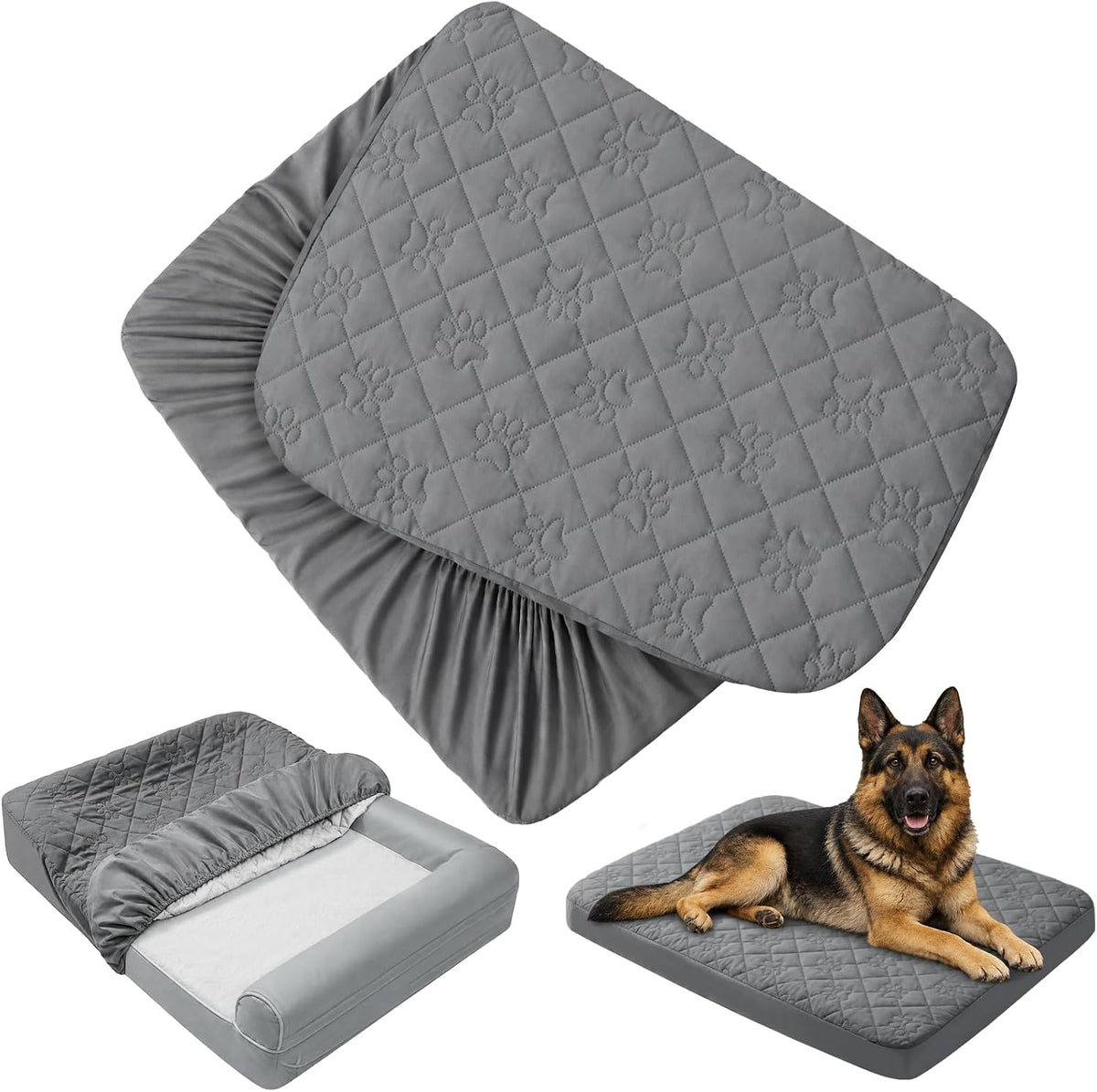 PAWFINITY XXL Waterproof Dog Bed Cover Replacement, Fitted Sheet Washable