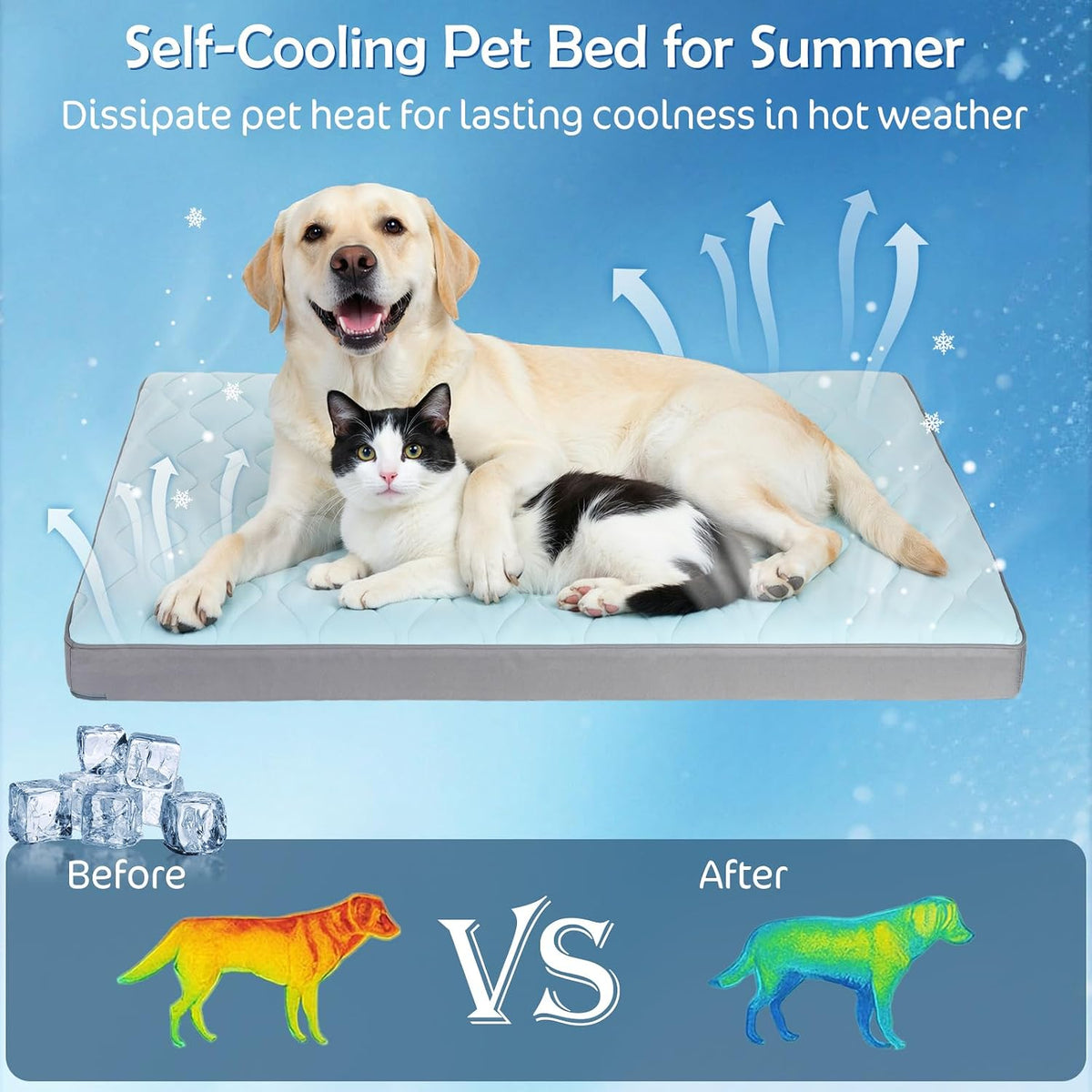 Q-Max>0.4 Cooling Dog Bed, 44" X 32" Cooling Bed for Dog Large, Blue