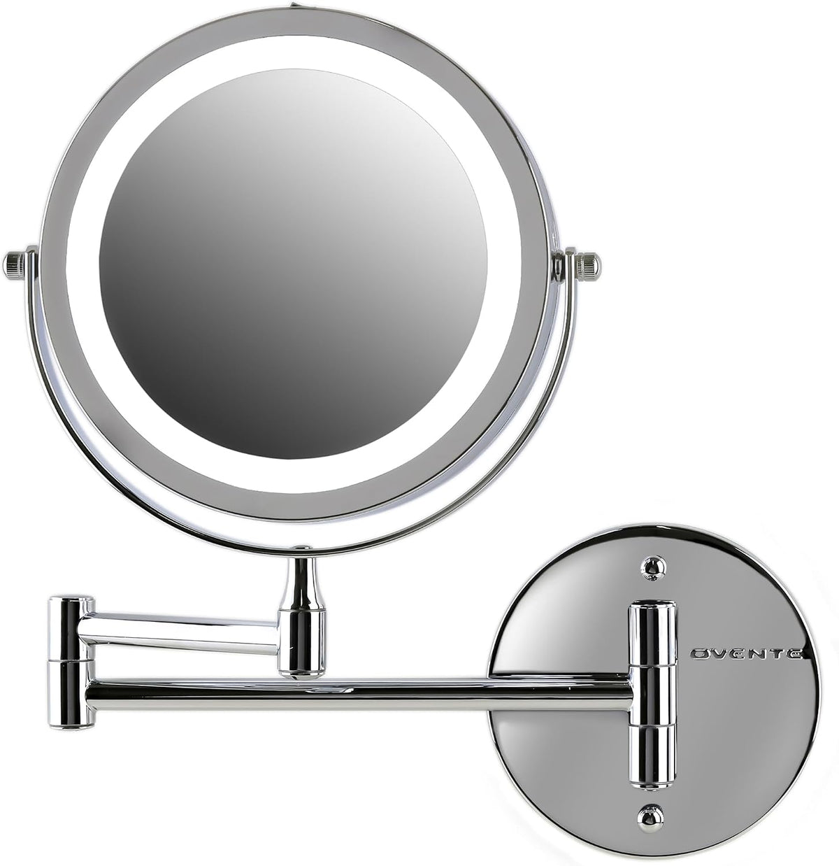 OVENTE 7" Wall Mounted Lighted Makeup Mirror, Polished Chrome MFW70CH1X7X