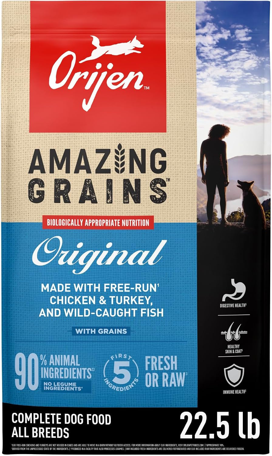 ORIJEN Amazing Grains WHOLEPREY Dry Dog Food Original Recipe 22.5Lb Bag