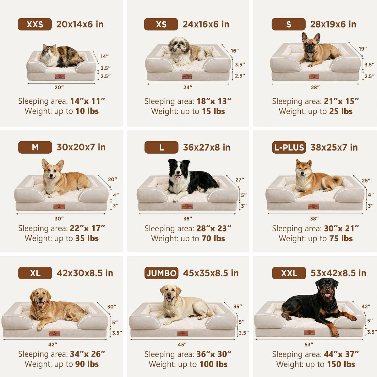 Comfort Expression Waterproof Orthopedic Dog Bed for Extra Large Dogs