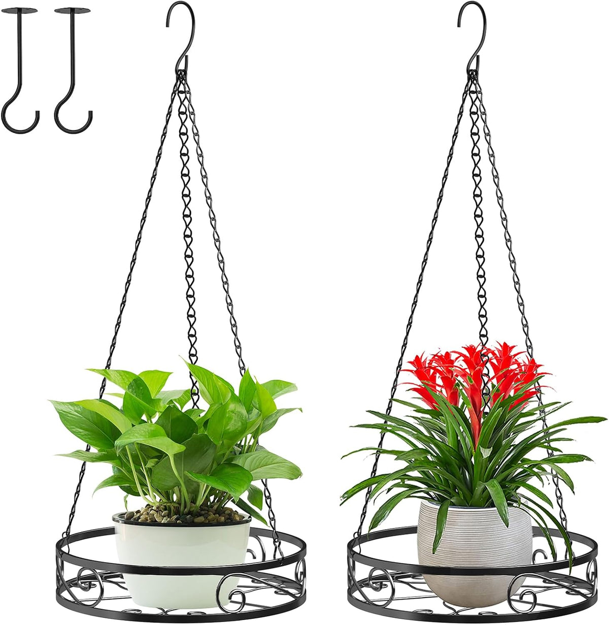 2-Pack Metal Plant Hanger Indoor Outdoor Hanging Plant Holder