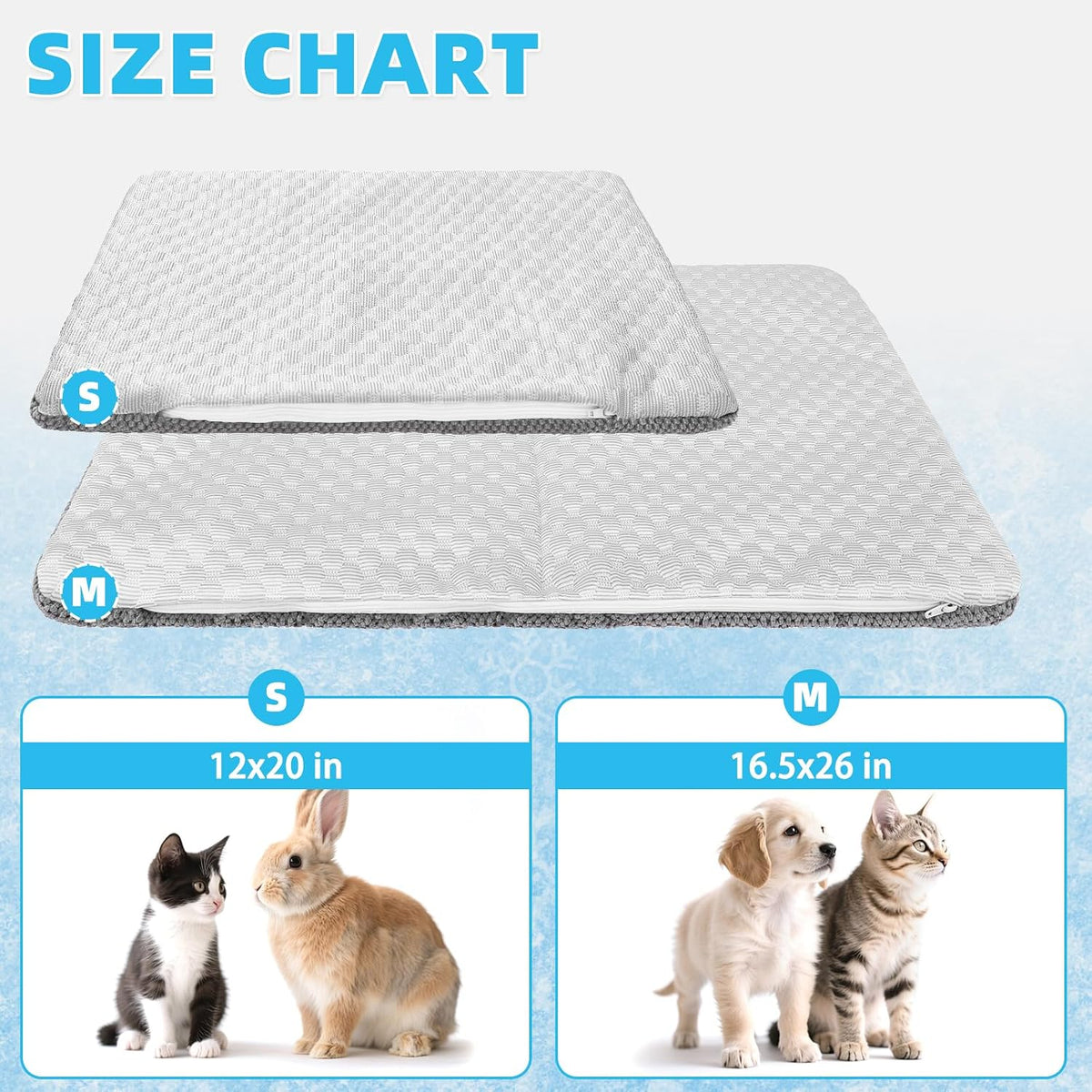 Cat Cooling Mat, Cooling Pad for Dogs Cats with Ice Gel Bag to Stay Clod Longer, Two Sided Soft Kitten Sleeping Bed for Summer, Washable for Crate Kennel, Arc-Chill Cool Fiber Q-MAX >0.45, 16.5X26"
