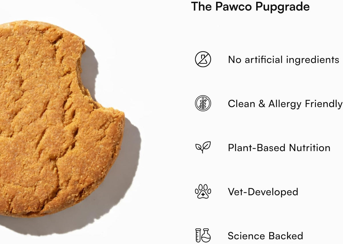 Pawco Dog Treats, Hip & Joint – Supports Mobility in Senior & Active Dogs – Crunchy Dog Cookies with Omega-3 & DHA, Peanut Butter & Apple – Supportive & Healthy Rewards for Dogs – Magic Cookie – 8.8Oz