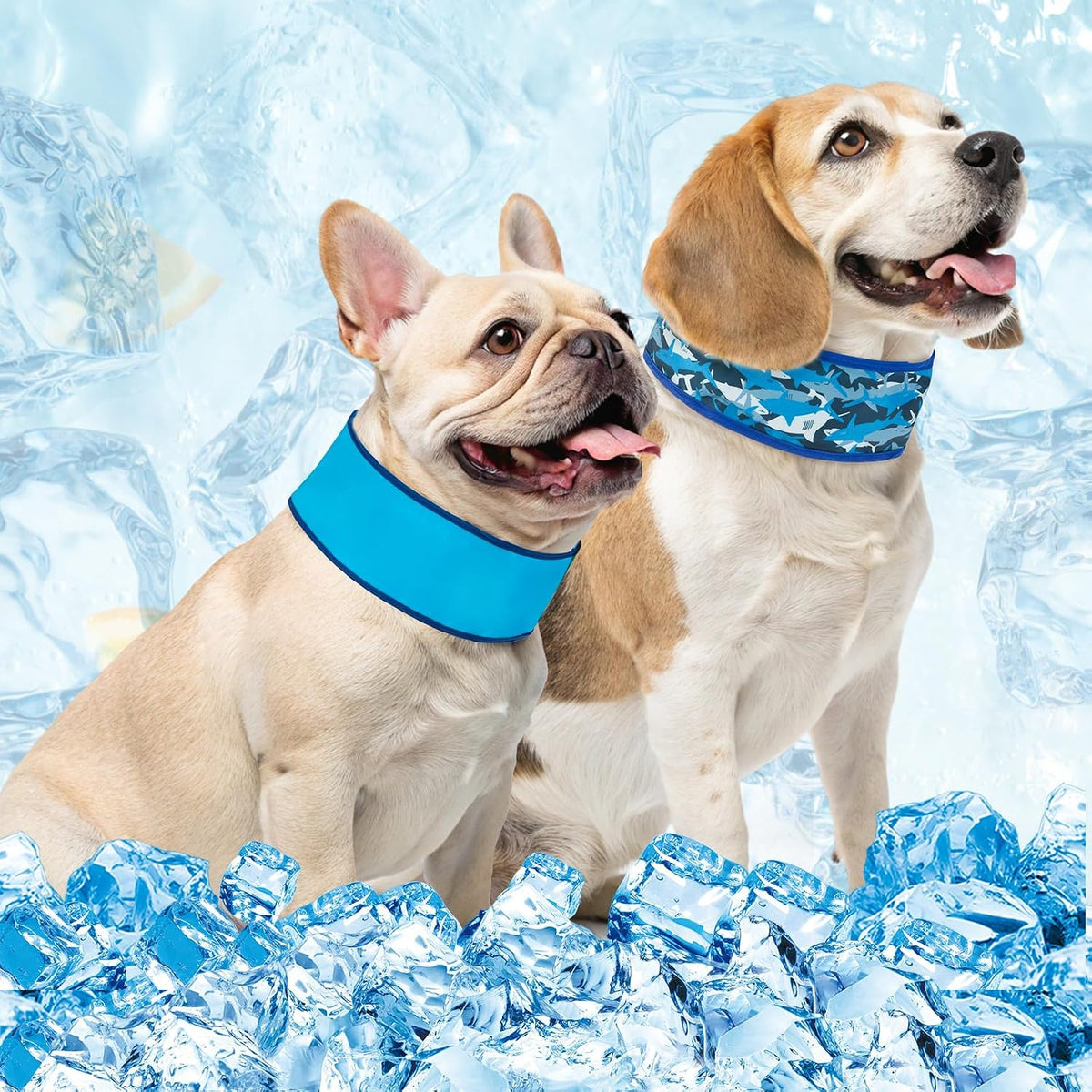 Dog Cooling Bandana, 2-Pack Instant Chill Ice Neck Cooler Wrap for Outdoor Summer, Adjustable Reusable Pet Scarf Lasts 2 Hours, Heat Relief Prevent Sunstroke for Medium Large Dogs 17"-22"